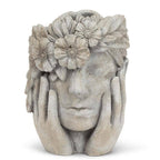 Woman with Flower Halo Cement Planter