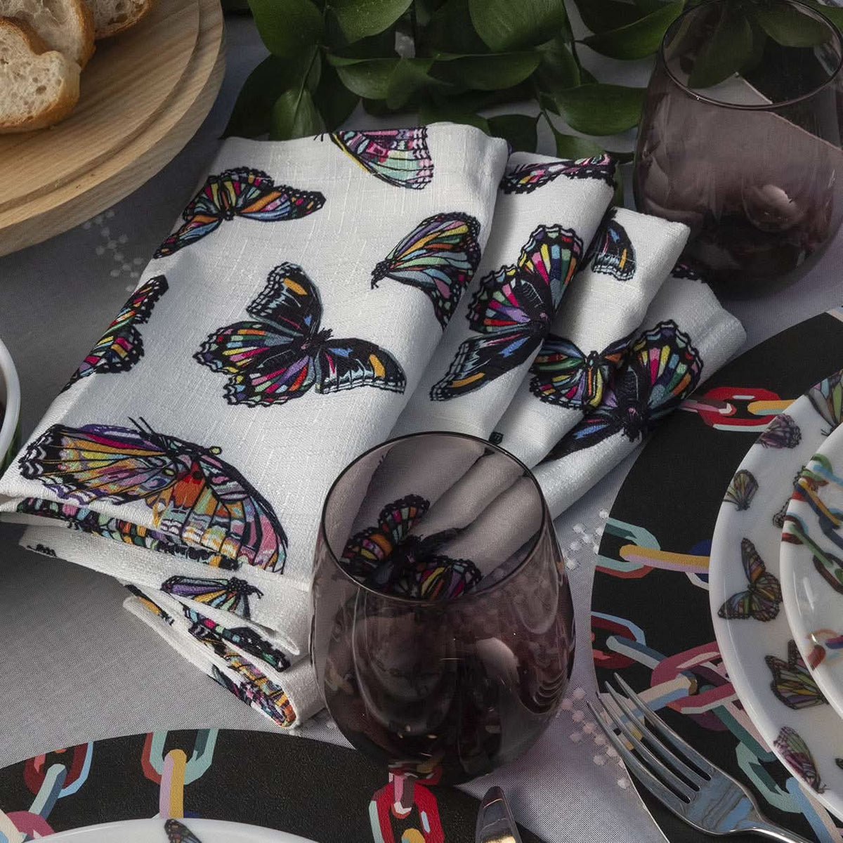 Butterflies Faux Linen Napkins, Set of 4