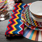 Multicolor Zigzag Faux Linen Napkins, Set of 4