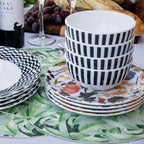Black & White Starburst Melamine Bowls, Set of 4