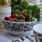 Black & White Squiggly Melamine Bowls, Set of 4