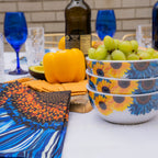 Blue Sunflower Melamine Bowls, Set of 4