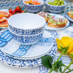 Navy Squiggly Melamine Bowls, Set of 4