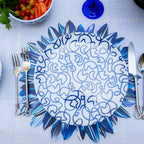 Navy Squiggly Melamine Dinner Plates, Set of 4