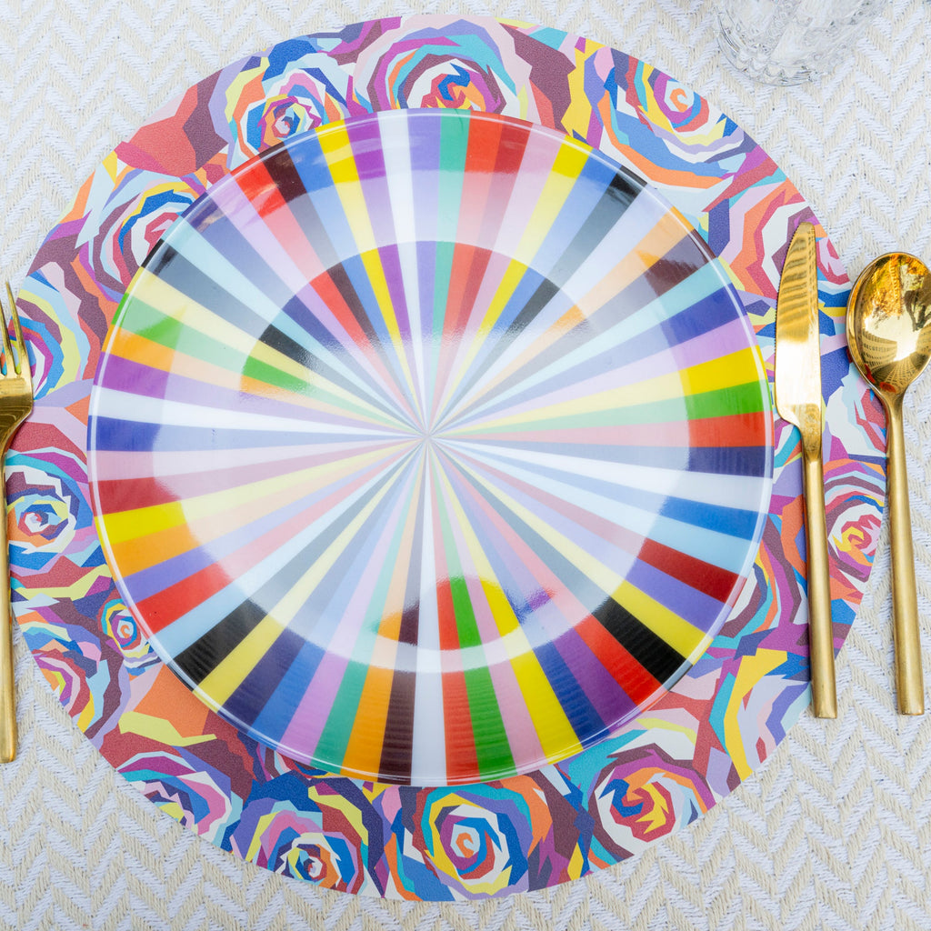 Multicolor Starburst Melamine Dinner Plates, Set of 4