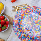 Multicolor Roses Melamine Dinner Plates, Set of 4