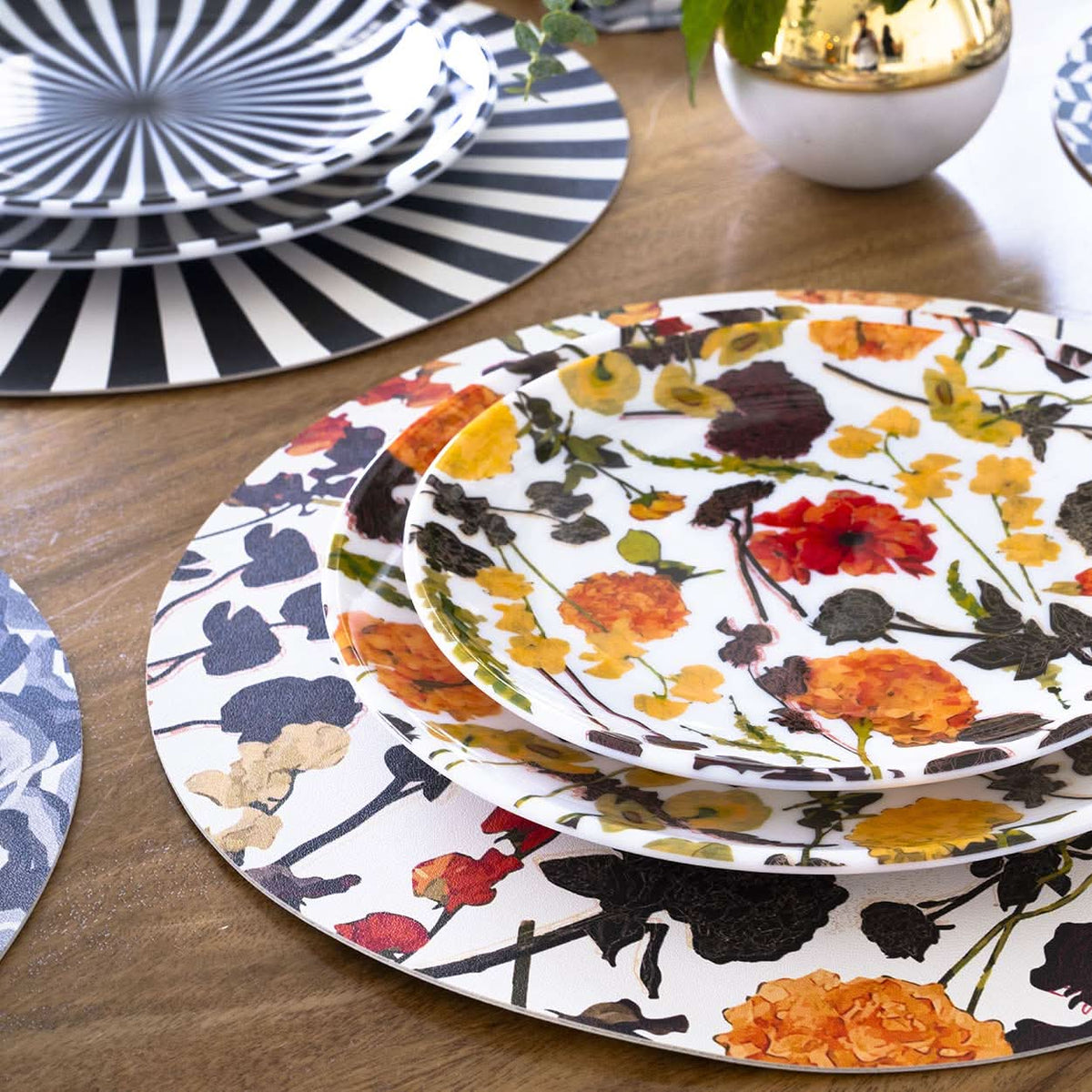 Auburn Bouquet Melamine Salad Plates, Set of 4