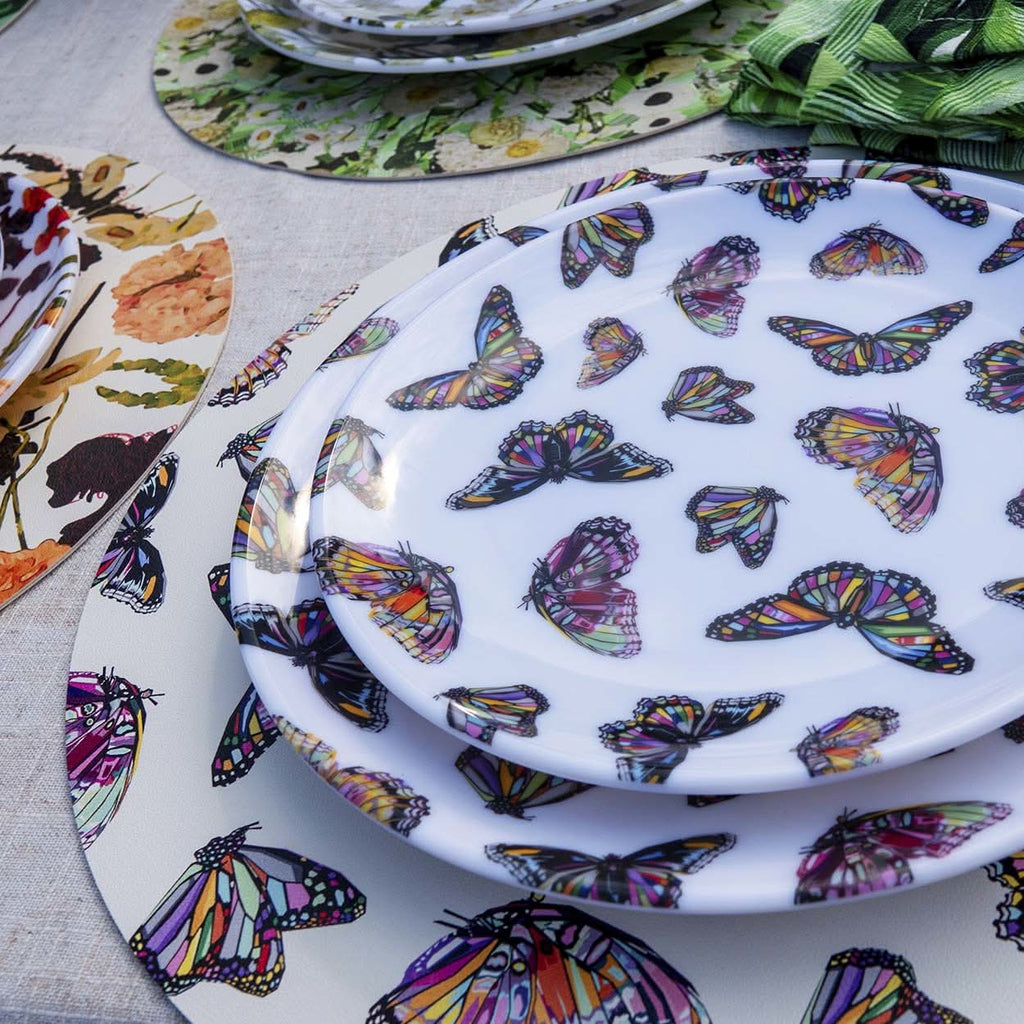 Butterflies Melamine Salad Plates, Set of 4