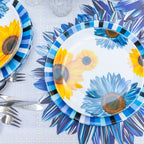Blue Sunflower Melamine Salad Plates, Set of 4