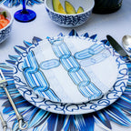 Blue Link Starburst Melamine Salad Plates, Set of 4