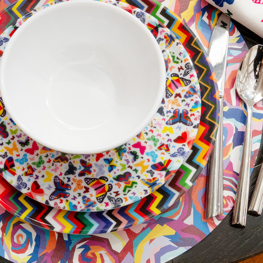 Multicolor Butterflies Melamine Salad Plates, Set of 4