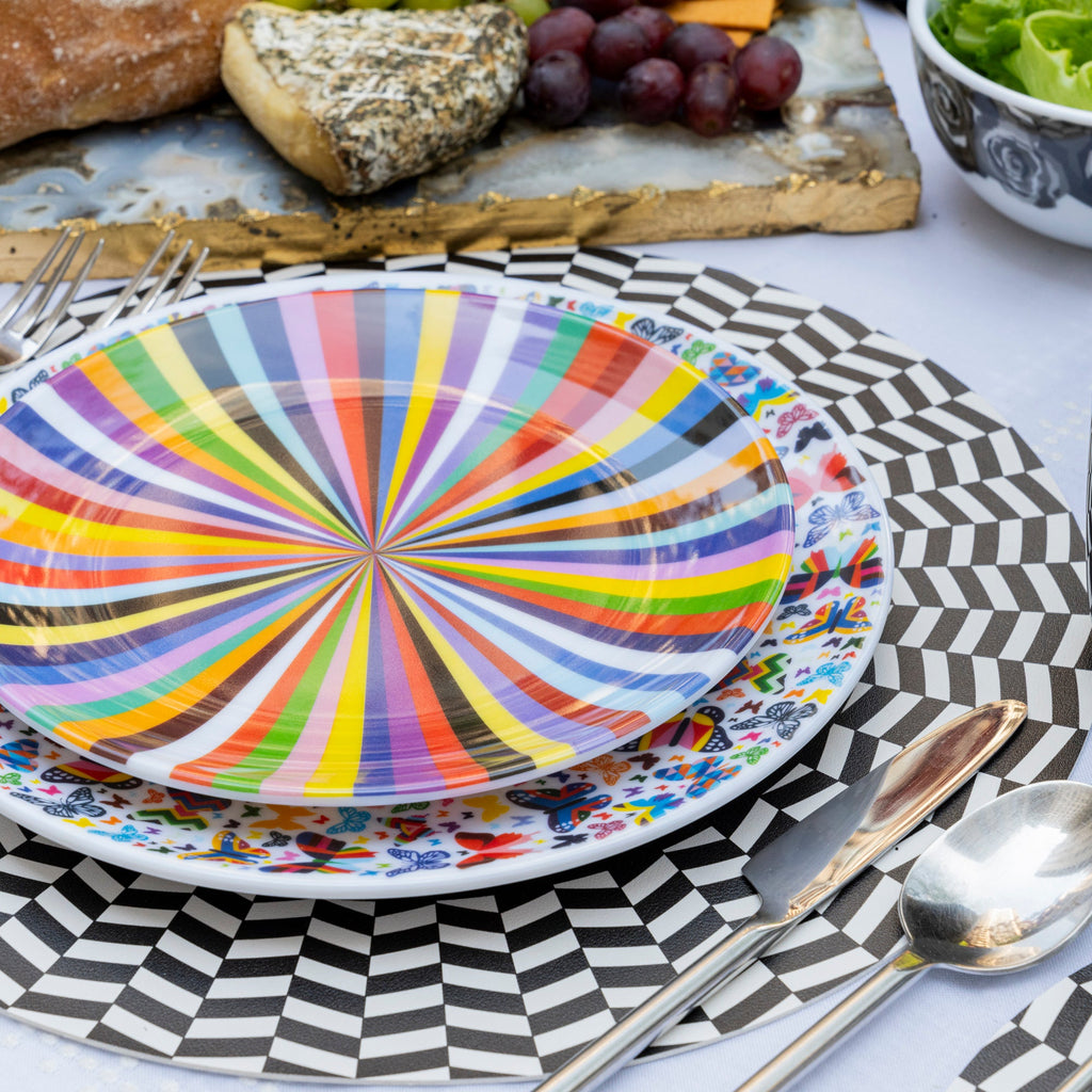 Multicolor Starburst Melamine Salad Plates, Set of 4