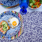 Navy Squiggly Vinyl Placemats, Set of 4