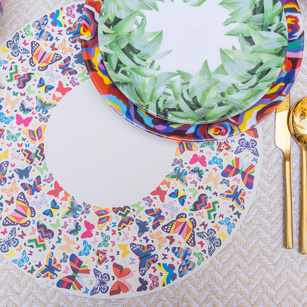 Multicolor Butterflies Vinyl Placemats, Set of 4