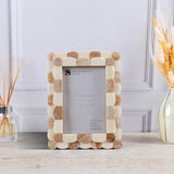 Picture Frames Scalloped Pattern Bone Inlay Collection,Brown: Brown-White / 8x10