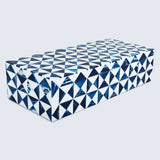 Marquet Indigo Blue White Resin Inlay Storage Box ( 8 Sizes): 10x2.5x1.5