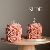 Handmade Rose Flower Candle | Vegan Soy Pillar Candle: Nude / Unscented