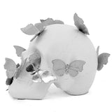 White Skull with Metal Butterflies: Gold