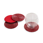 Red Glass Bead Coaster, Set of 4