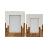 Resin Wood Casual Two-Tone Photo Frame - White, 4x6 in.