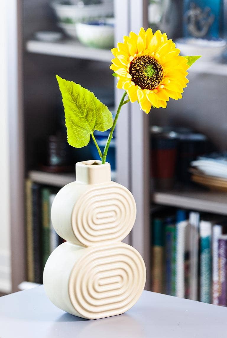 Ridged Double Oval Ceramic Vase