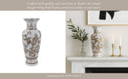 Brown and White Bird and Vine Vase