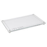 Embroidered Leatherette Lucite and Glass Top Challah Board: Gold