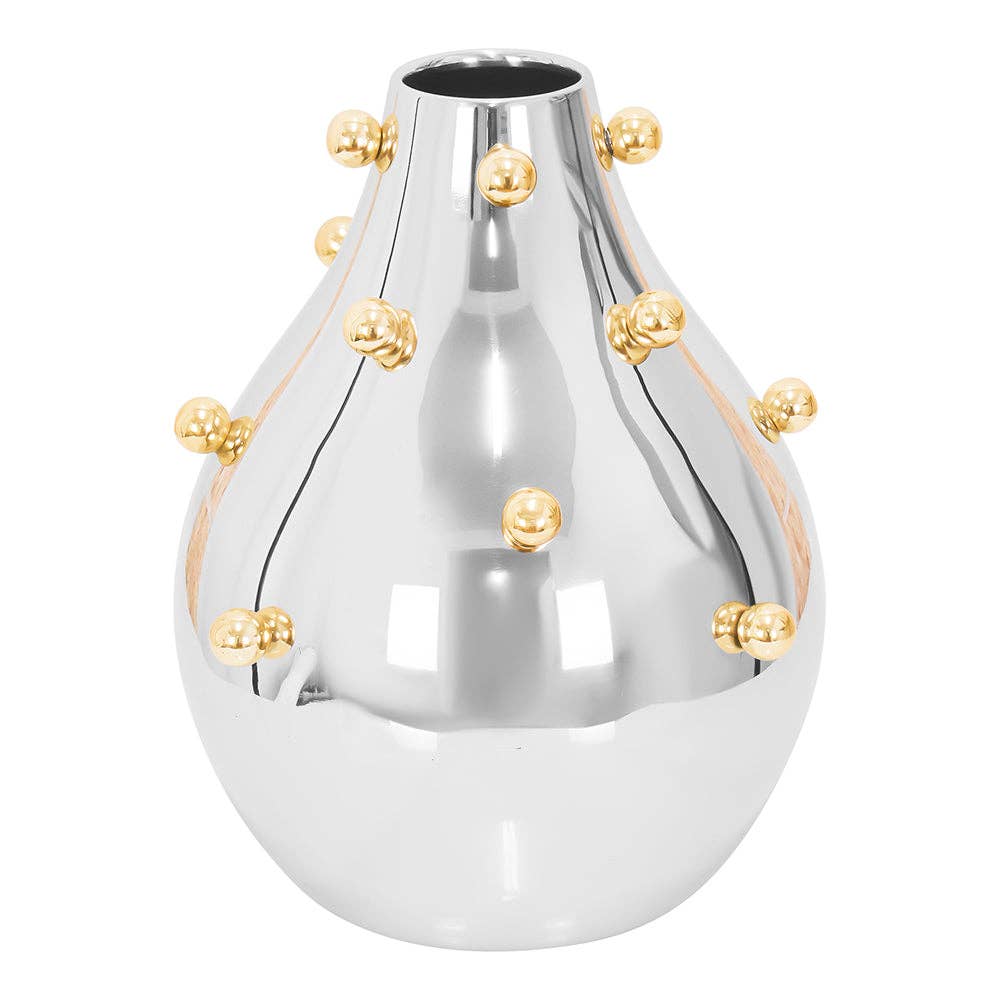 Stainless Steel Vase with Gold Balls, Large
