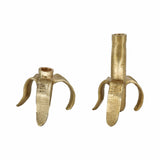 Taper Candleholders Set of 2 - Gold Metal Banana, 5/7 in.