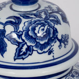 Decorative Jar - Blue Ceramic Bird & Flower with Lid, 15 in.