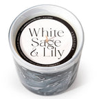 White Sage and Lily Swirl Glass Candle, 14 oz