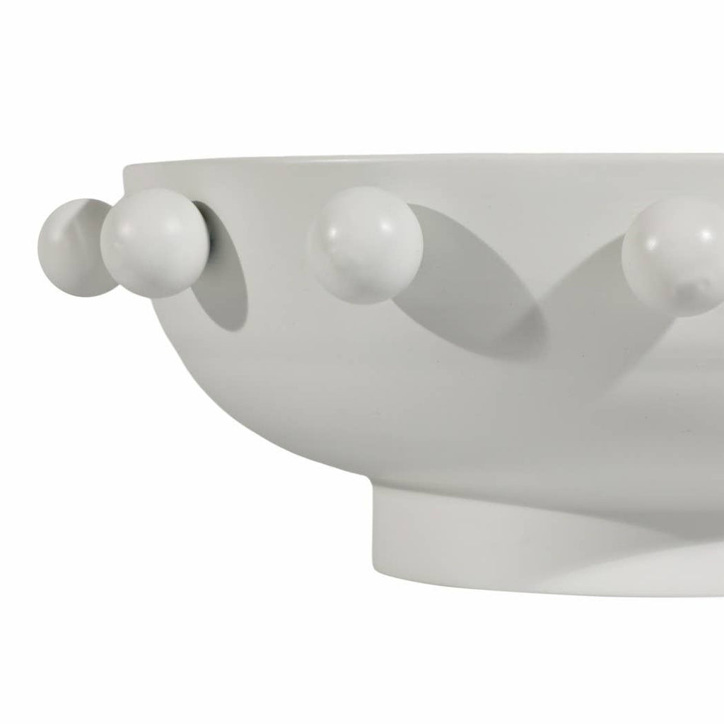 Decorative Bowl - White Iron/Fir Wood Hobnail
