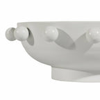 Decorative Bowl - White Iron/Fir Wood Hobnail