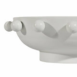 Decorative Bowl - White Iron/Fir Wood Hobnail, 11 in.
