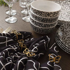 Black & White Squiggly Faux Linen Napkins, Set of 4