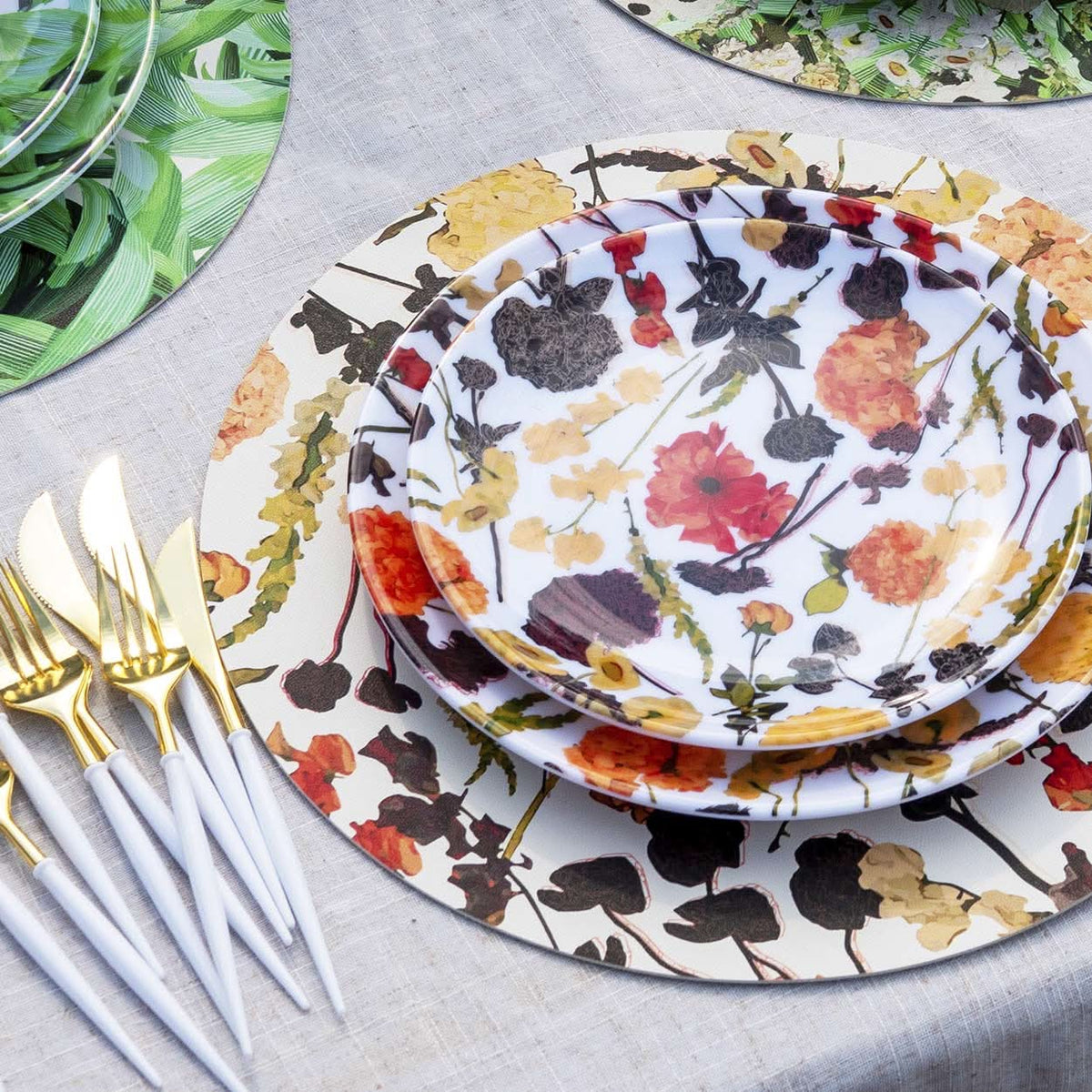Auburn Bouquet Melamine Dinner Plates, Set of 4