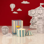 Carnival Striped Candle, Acrobat Blue - Activated Charcoal