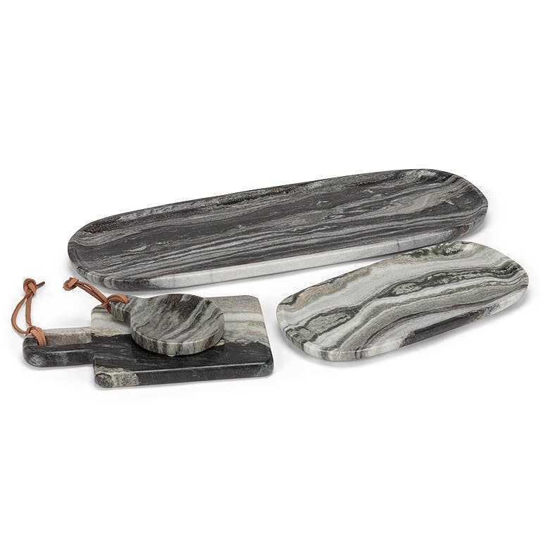 Black Marble Oblong Tray
