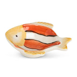 Small Striped Fish Dish-Orange & White-3"L