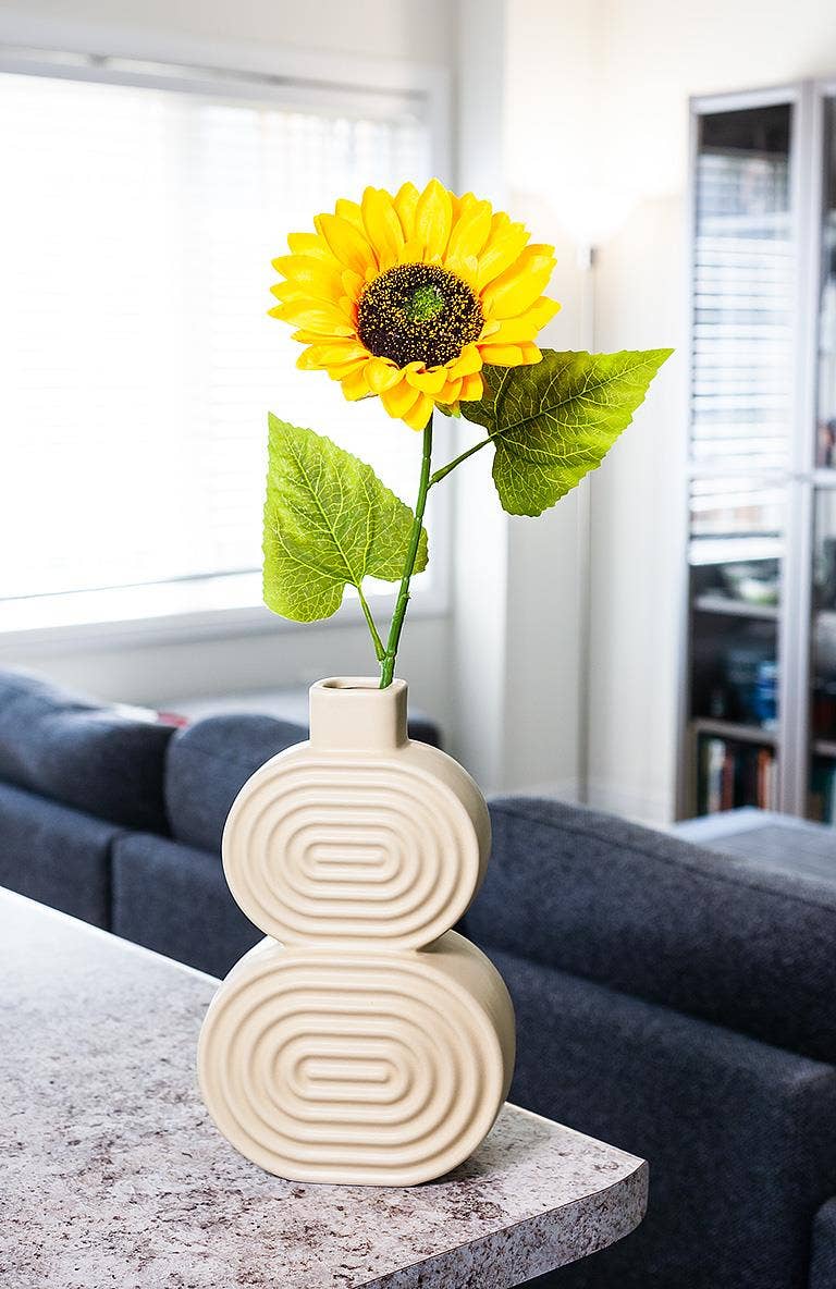 Ridged Double Oval Ceramic Vase