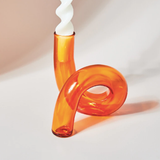 Twist Glass Candlestick Holder / Flower Vase: Brown