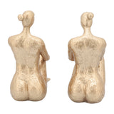 Bookends Set of 2 - Gold Resin Modern Lady Pair, 8 in.