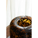 7.9x7.9" Amber Leopard Glass Vase