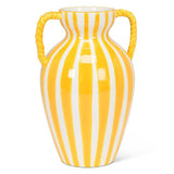 Large Yellow Striped Urn Vase-9.5"H