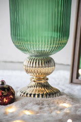 D9.3x20" Flower Vase - Green/Gold