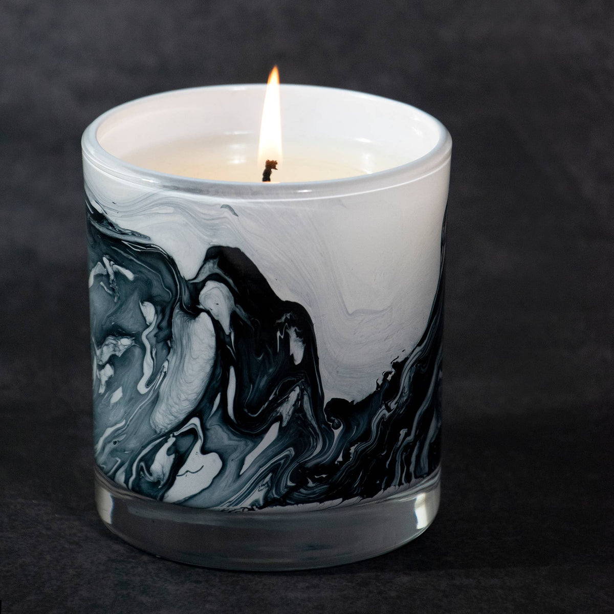 White Sage and Lily Swirl Glass Candle, 14 oz