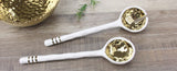 Porcelain Salad Server Set Gold