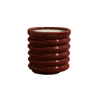 Contemporary Kiln Scalloped Candle, Burgundy - Floral