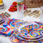 Multicolor Roses Faux Linen Napkins, Set of 4