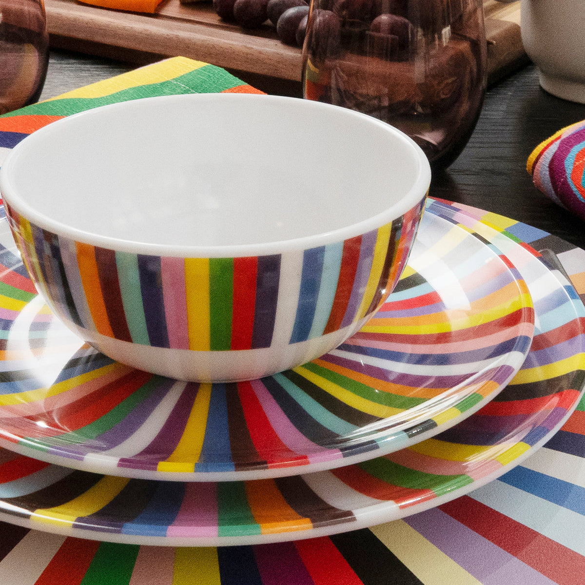 Multicolor Starburst Melamine Bowls, Set of 4
